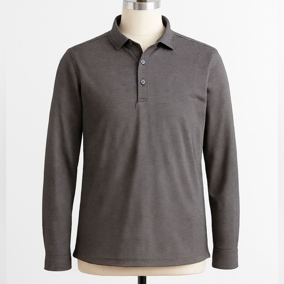 UNTUCKit Other - UNTUCKit Damaschino Birdseye Long Sleeve Polo Shirt 2XL Brown Cotton